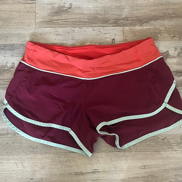 lululemon athletica Burgundy and Coral Speed Up Shorts - Picture 1 of 2